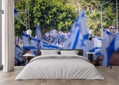 Civilian protests in the city of Rehovot Israel against the planned changes of Israeli government to the high court of justice Wall mural