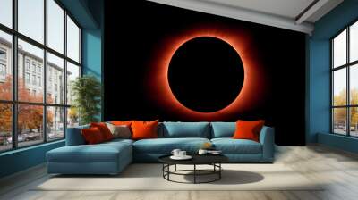 Isolate close up of a complete and full Solar eclipse taken in the USA  Wall mural