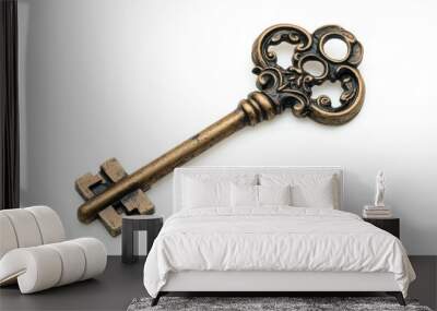 A gold key with a flower design on it Wall mural