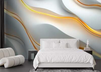 Abstract Gold and White Waves Wall mural