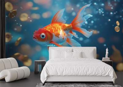 Golden Fish in a Dreamy World Wall mural