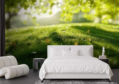 Green Grass, Lush Meadow, Sunlight Wall mural