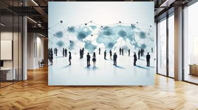 Modern Business global network connection telecommunication technology concept, Futuristic AI generated image Wall mural