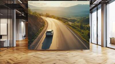 Sunset Drive Through Mountains Wall mural