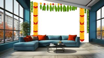 Indian garland of flowers and leaves. Religion festive holiday decoration Wall mural