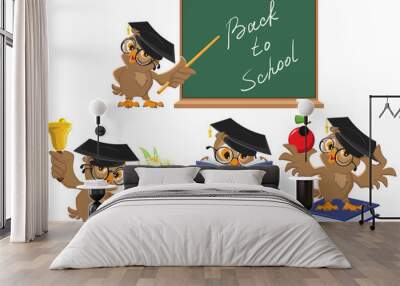 Set Owl teacher. Back to School Wall mural