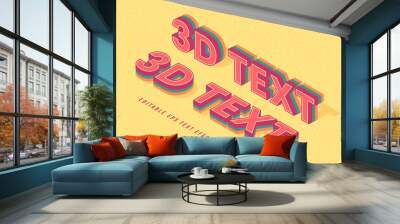 decorative 3d text Font and Alphabet vector Wall mural