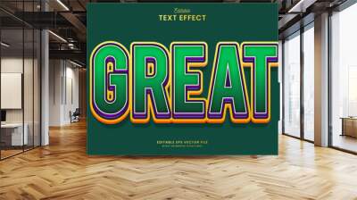 decorative editable great green text effect vector design Wall mural