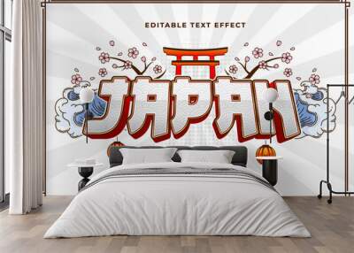 decorative editable japan text effect vector design Wall mural