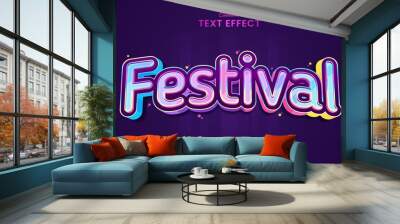 decorative festival editable text effect vector design Wall mural