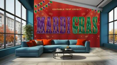 decorative mardi gras editable text effect vector Wall mural