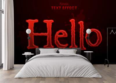 decorative red blood hello editable text effect vector design Wall mural