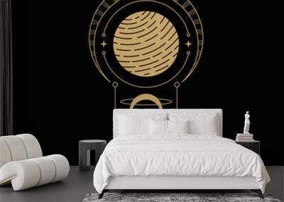 mysterious golden magical logo vector design Wall mural