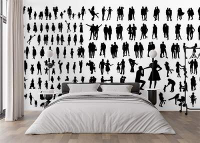 Family vector silhouettes Wall mural