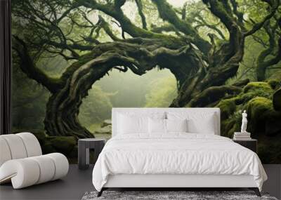 A mesmerizing view of twisted trees in an ancient forest. Magical Forest Wall mural