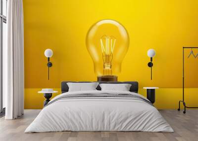 Educational concept Creativity and innovation light bulb yellow background Wall mural