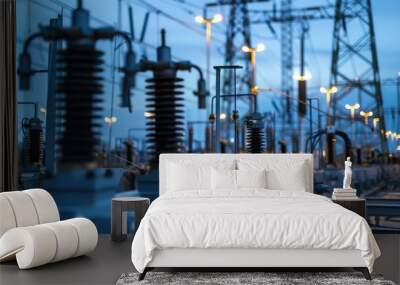 high voltage power station energy electric power Wall mural