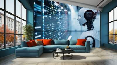 Robotics, AI, security, digital cloud-free workflows Wall mural