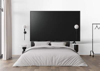 Simulation of a modern large black TV. White background. Wall mural