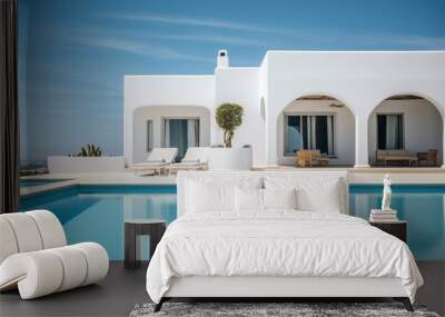 Traditional mediterranean white house with pool Wall mural