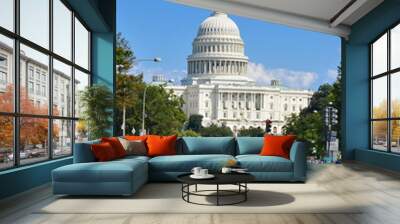 Aerial view of Washington D.C. with a view of Pennsylvania street and major federal buildings including Capitol Hill - Washington D.C. United States of America Wall mural