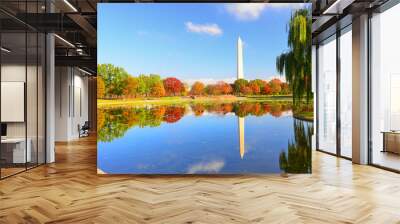 Autumn in Washington D.C. - Washington Monument as seen from Constitution Garden Park Wall mural