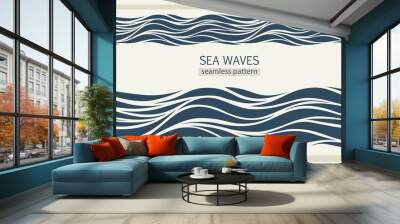 Seamless patterns with stylized waves Wall mural