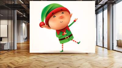 Little elf greets. Isolated. Wall mural