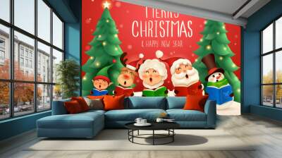 Merry Christmas! Christmas carol. Choir. Wall mural