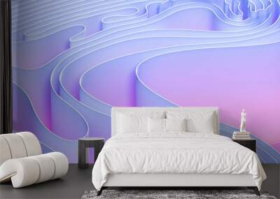 Abstract folded paper effect. Bright colorful gradient background. Maze made of paper. 3d rendering Wall mural