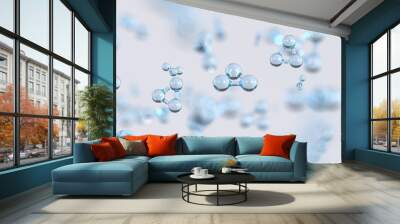 Small molecule under microscope. Microbiology nucleus atom or molecule. Molecule structure for science or medical background. 3d rendering Wall mural