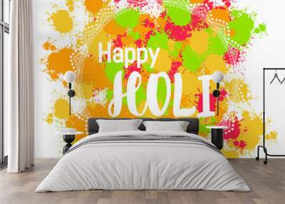 Abstract colorful Happy Holi background for Festival of Colors c Wall mural