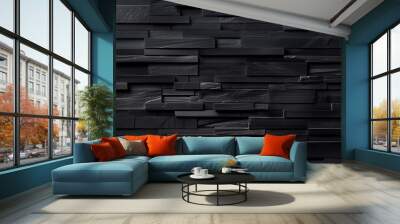 Black slate stone wall texture.  Perfect for backgrounds, websites, and designs. Wall mural