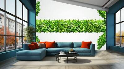 Double headed arrow made of green leaves symbolizing environmental awareness, eco friendly choices, and sustainable practices. Wall mural