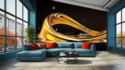 Oil splash bubbles on black Background Wall mural