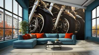 Rows of motorbikes in the photo during the day Wall mural