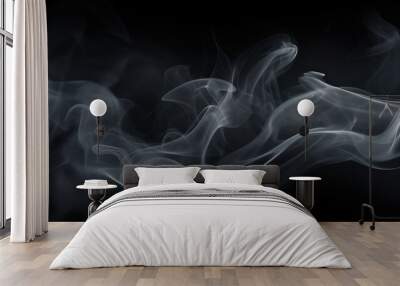 White smoke on black background Wall mural