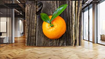 fresh mandarin on wooden background Wall mural