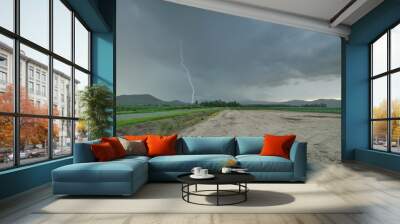 Large hail storm coming over Mt Warning and Murwillumbah Cane Fields Wall mural