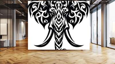 modern tribal tattoo elphant, abstract line art, minimalist contour. Vector Wall mural