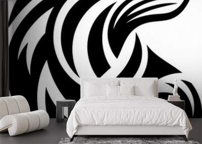 modern tribal tattoo seal, abstract line art of animals, minimalist contour. Vector Wall mural