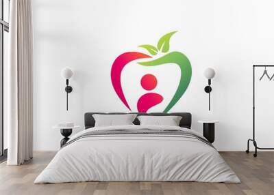 apple logo people plant leaf nature health diet fruit Wall mural