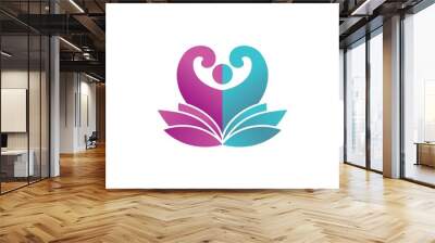 heart lotus logo,people yoga,beautiful spa massage,spiritual Wall mural