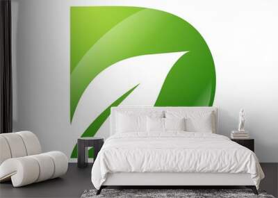 letter d logo concept, nature green leaf symbol, initials d icon design Wall mural