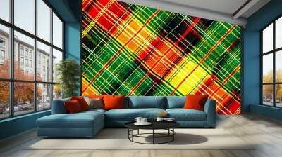 Seamless Plaid Background in Festive Colors Wall mural