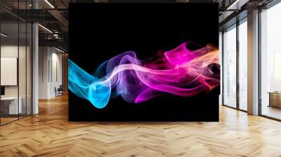 Abstract neon color rainbow wave isolated on a black backgroud – modern design banner – Generative ai Wall mural