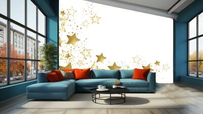 Design Gold stars isolated on a white background - Christmas and celebration banner Wall mural