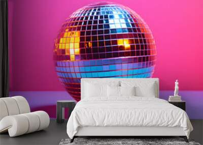 Pink disco ball in the night - Event party design Wall mural