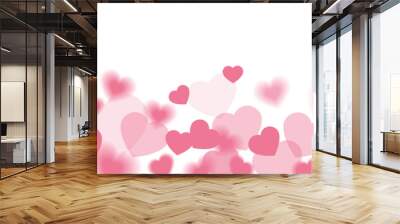 Pink hearts illustration on a white background - love heart for valentines day background - design banner Wall mural