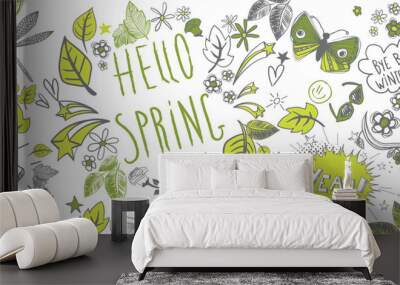 spring doodles background Wall mural